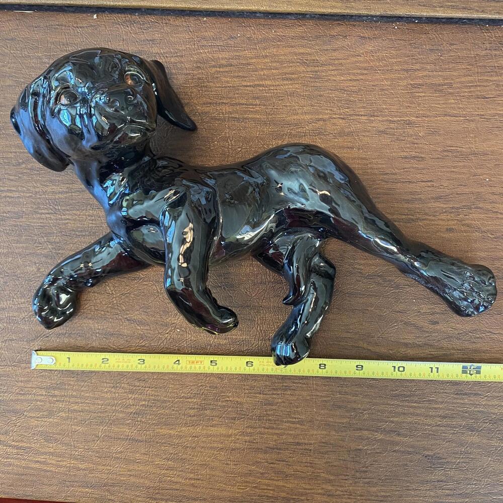 Goebel Labrador Puppy W Germany Black Porcelain Sculptures Lab Figurine